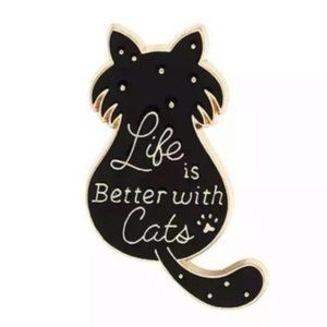*50% OFF! Life is Better with Cats pin enamel flair pins Cat lady black kitten